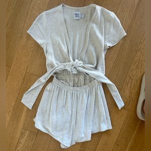 Princess Polly tan romper with front tie size 0